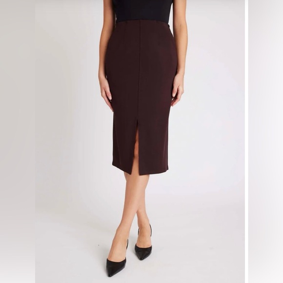 Serenity Double Knit Pencil Skirt in Mulberry(wine) Color 10 - Picture 1 of 9